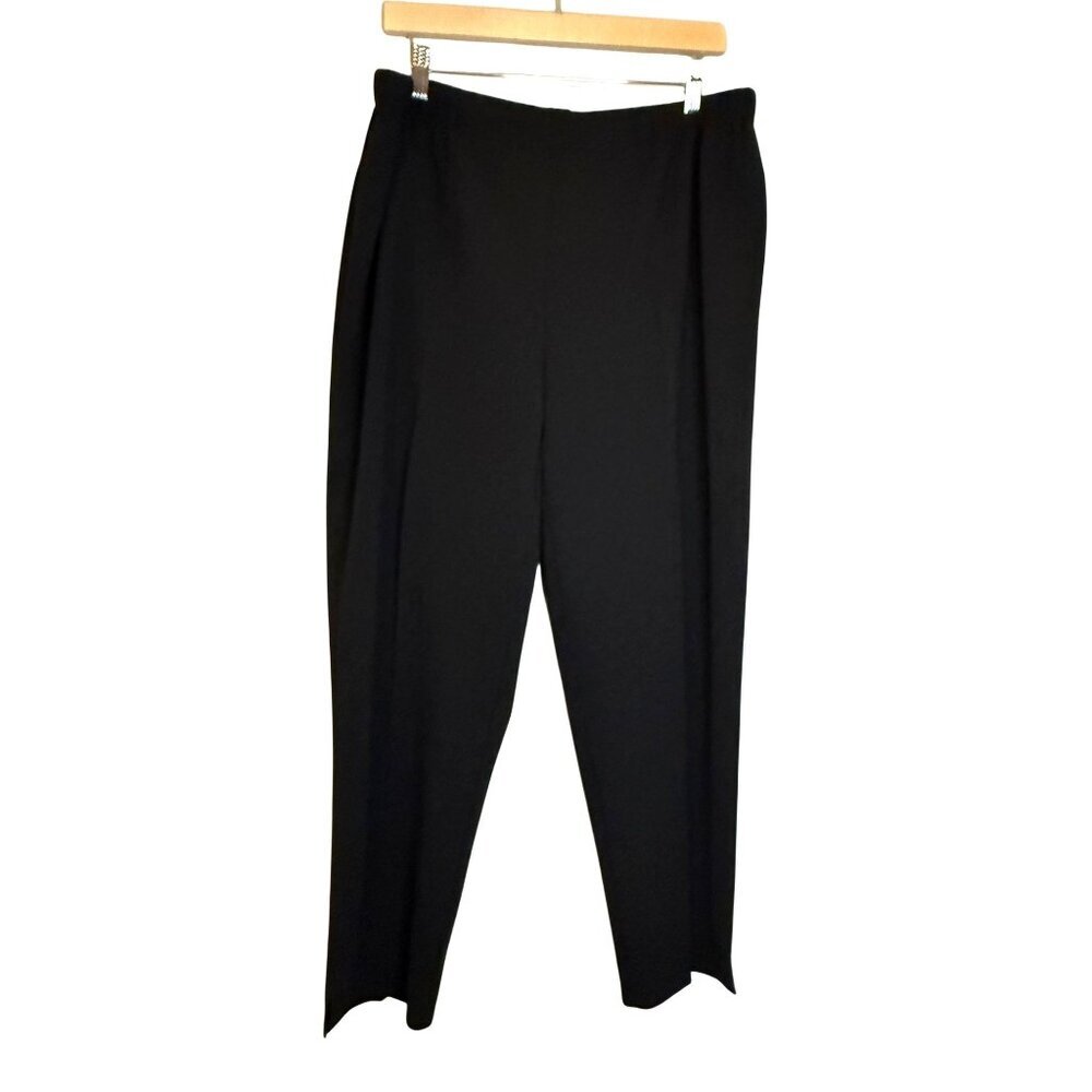 NWT Marina Rinaldi Women's Straight Black Jersey Pants Trousers Size L $225 [jb]